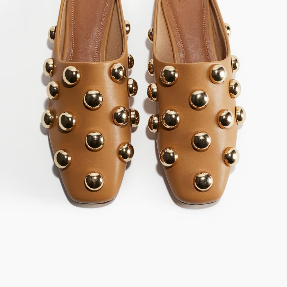 H&M Gold Studded Brown Loafers